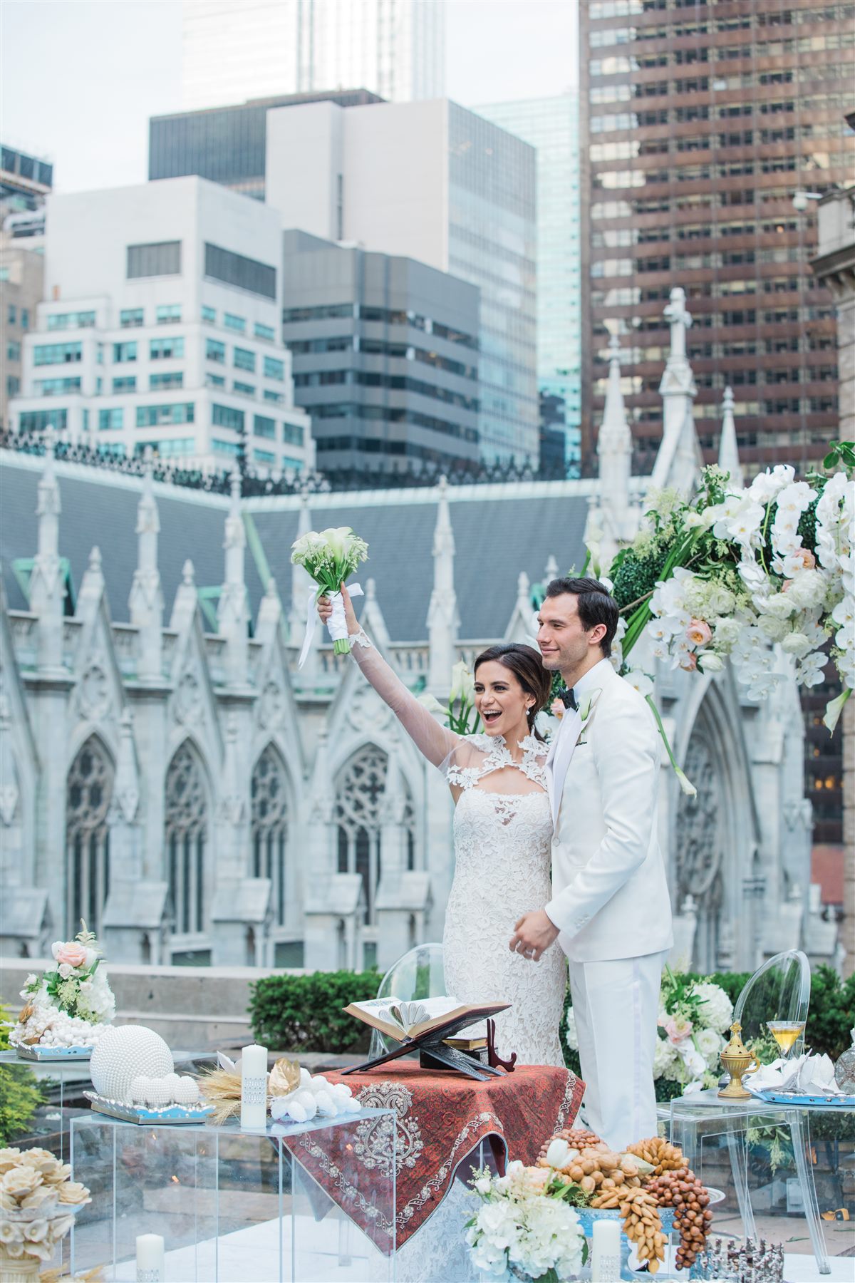 Celebration on the rooftop lawn
