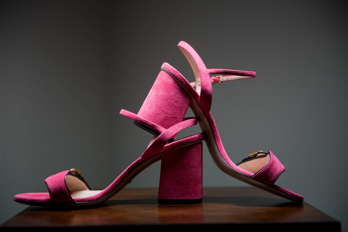 Pink silk heels