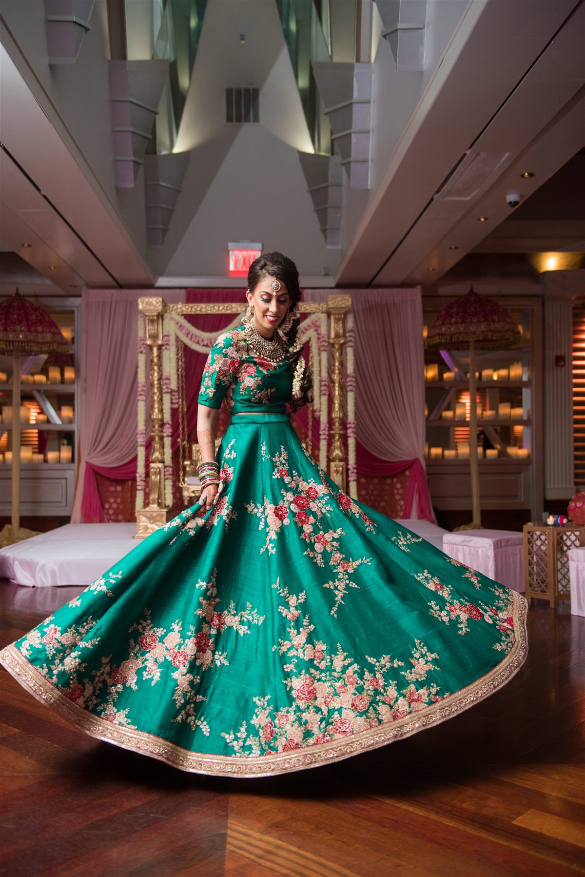 A twirl in embroidered emerald