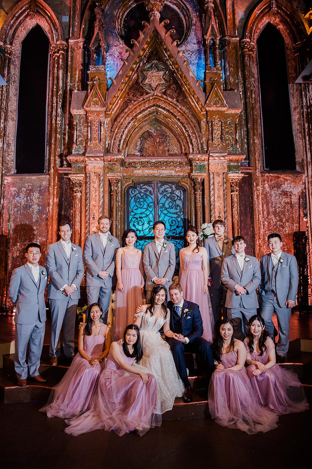 The wedding party at the altar