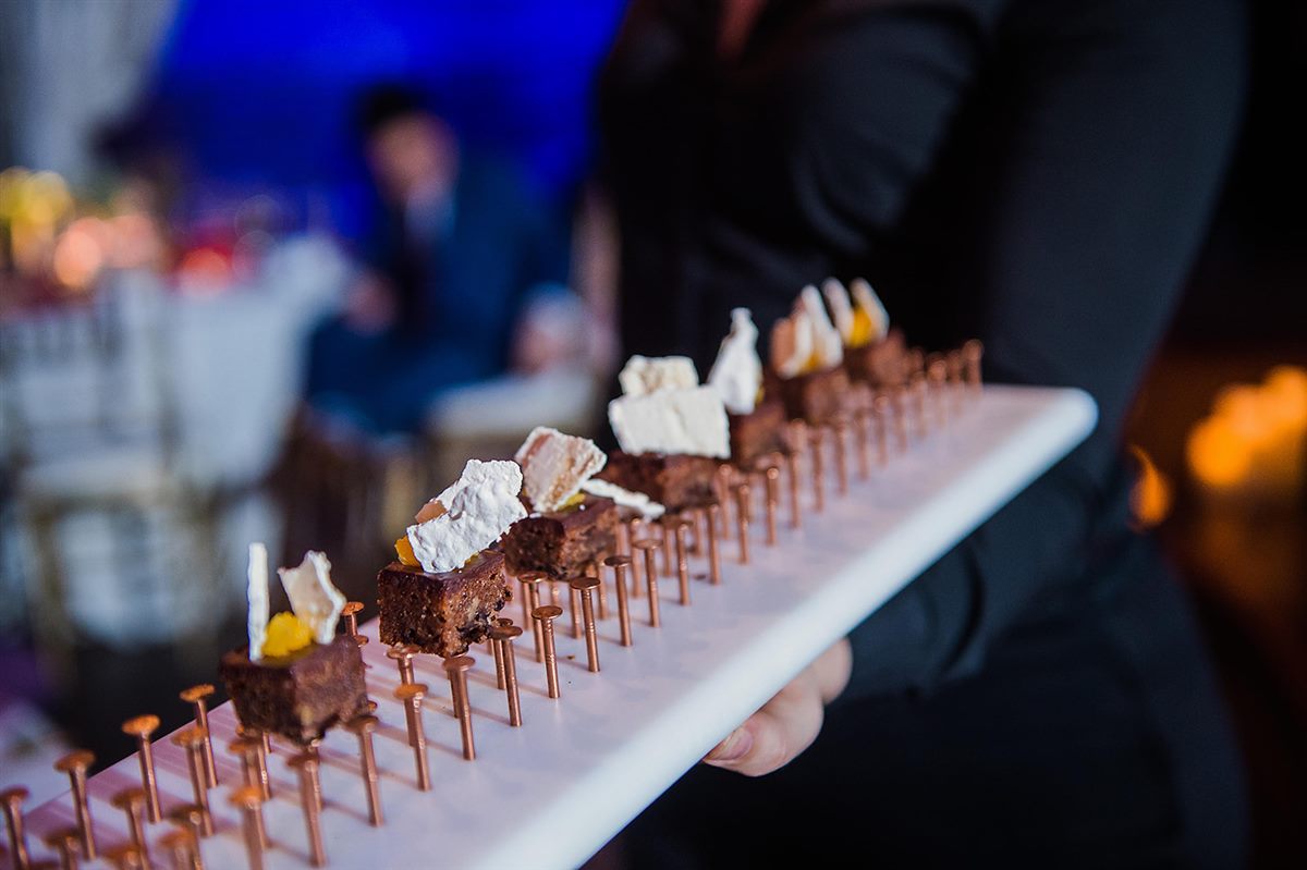 Sweets carried on a balloon tray