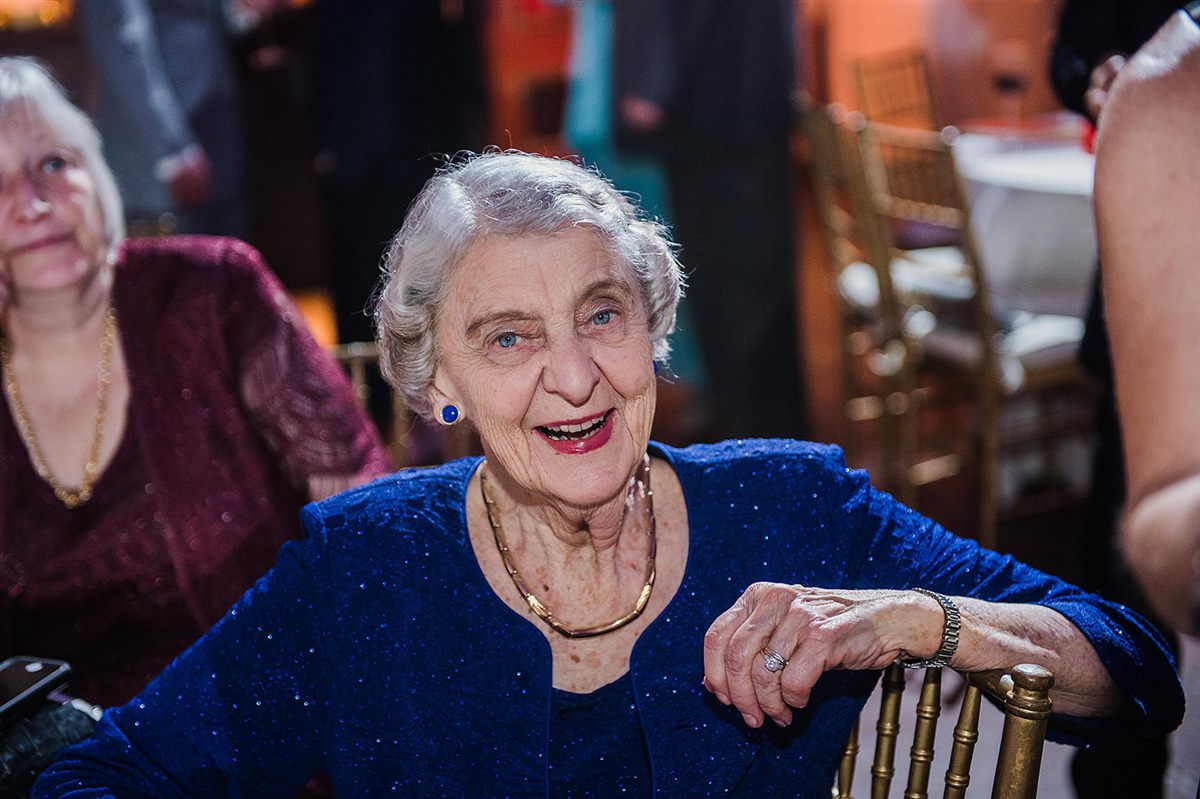 The grandmother, delighted