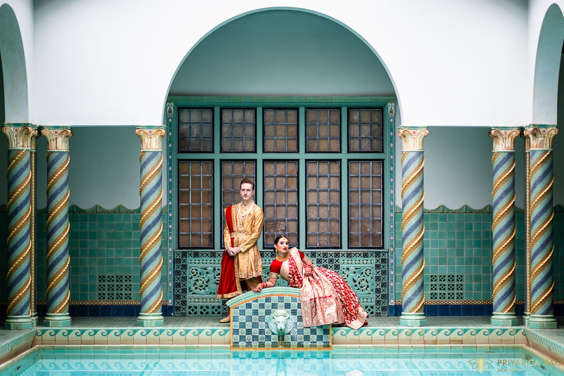 The tiled pool room, just the two of them