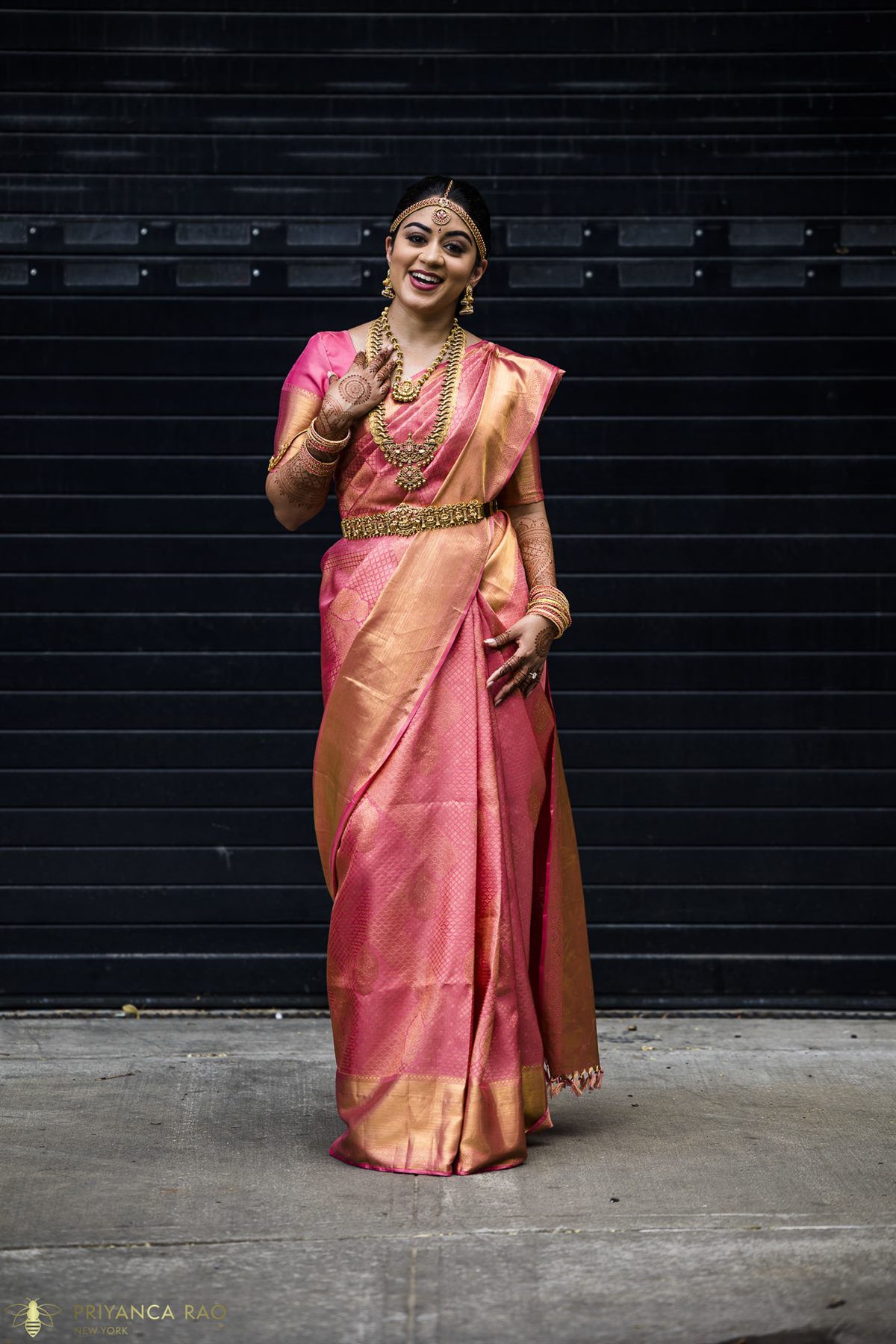 The bride in silk and temple gold