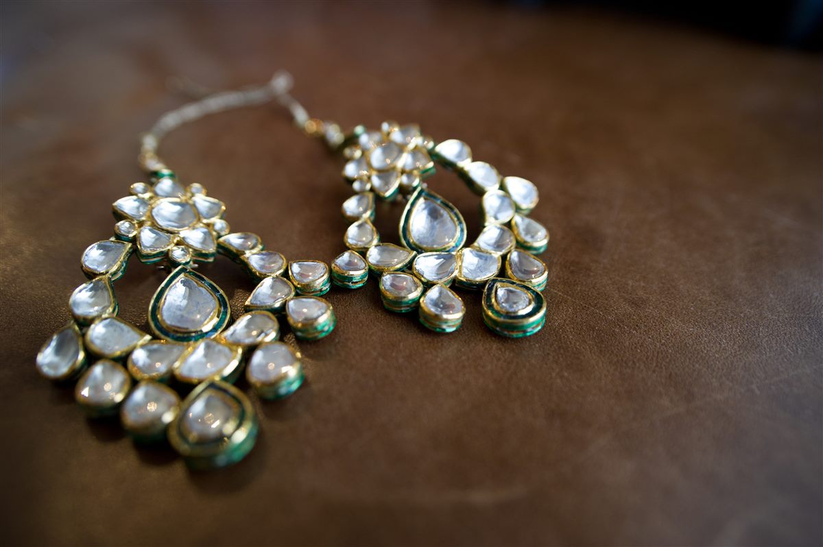 Kundan and emerald, laid out
