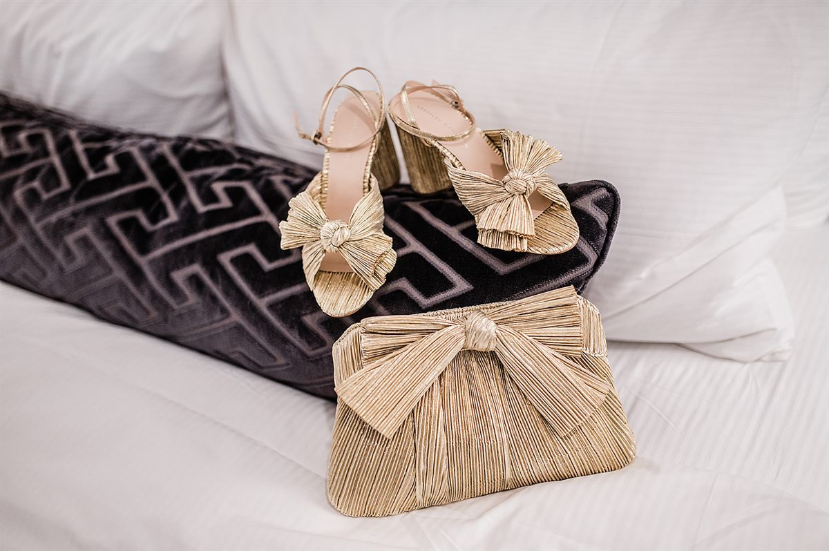 Gold heels, waiting
